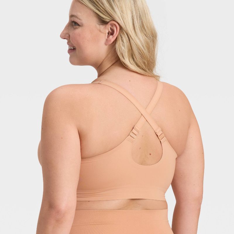 slide 4 of 4, Women's Luxury Collection Removeable Pad Longline Plunge Bralette - Auden™ Pearl Tan XXL, 1 ct