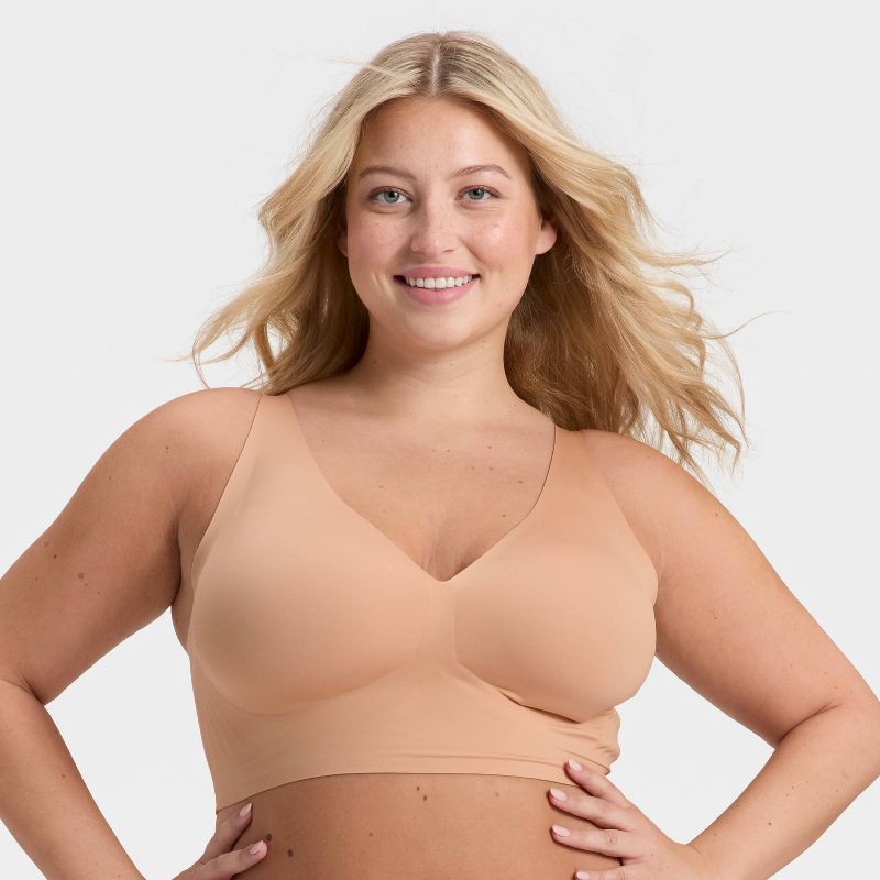 slide 1 of 4, Women's Luxury Collection Removeable Pad Longline Plunge Bralette - Auden™ Pearl Tan XXL, 1 ct