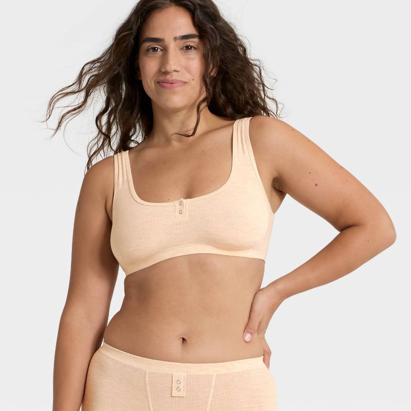 slide 3 of 5, Women's Modal Blend Scoop Bralette - Auden™ Oatmeal S, 1 ct