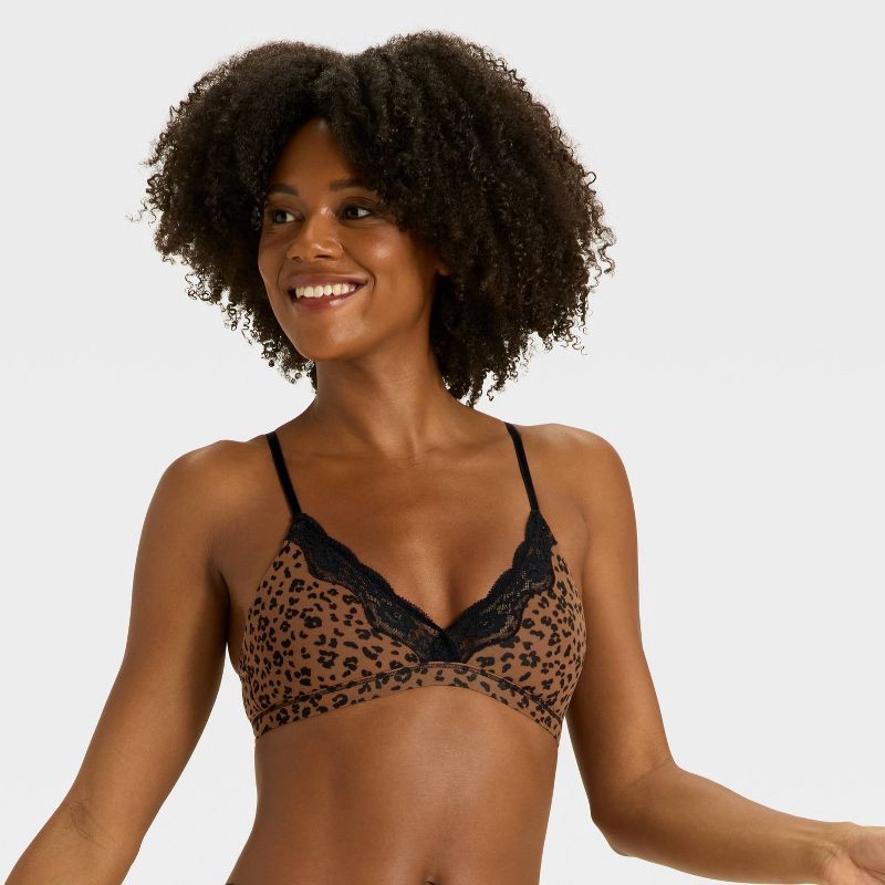 slide 1 of 5, Women's Luxury Collection Luxe Stretch Unlined Triangle Bralette - Auden™ Leopard Print XS, 1 ct