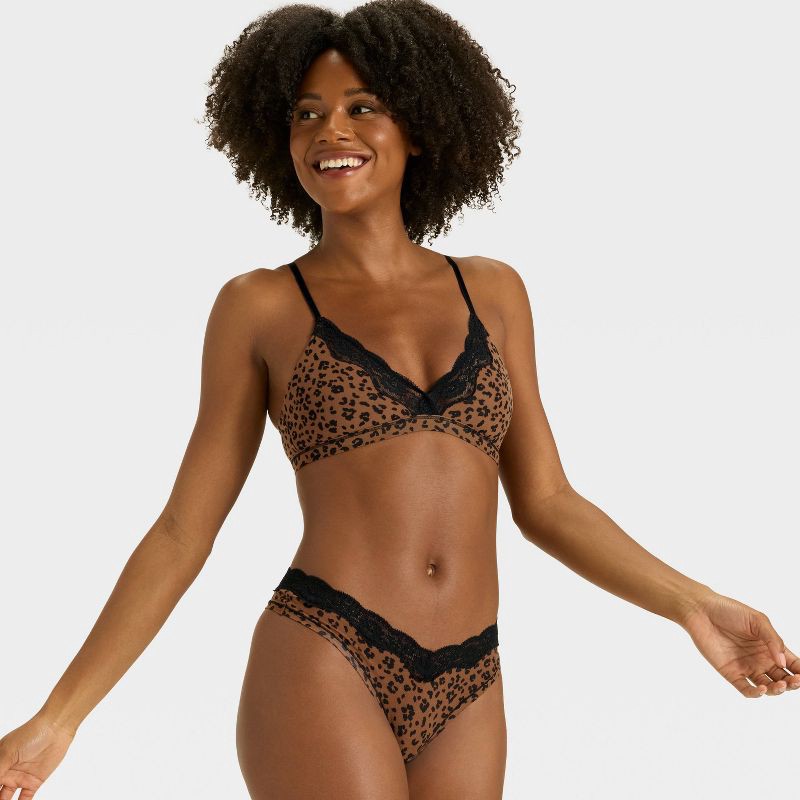 slide 3 of 5, Women's Luxury Collection Luxe Stretch Unlined Triangle Bralette - Auden™ Leopard Print S, 1 ct