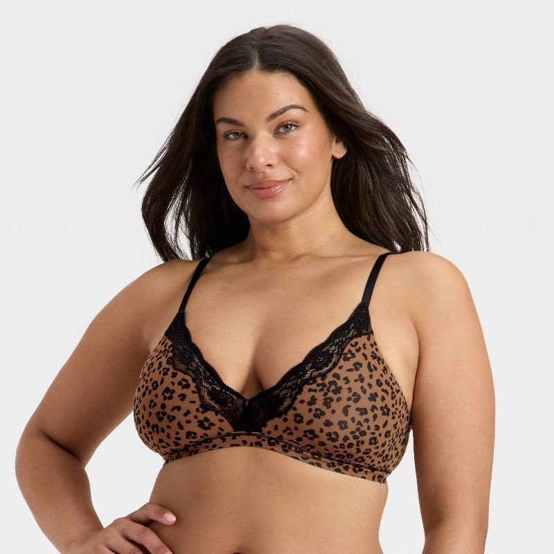 slide 4 of 5, Women's Luxury Collection Luxe Stretch Unlined Triangle Bralette - Auden™ Leopard Print S, 1 ct