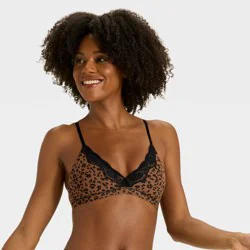 Women's Luxury Collection Luxe Stretch Unlined Triangle Bralette - Auden™ Leopard Print M