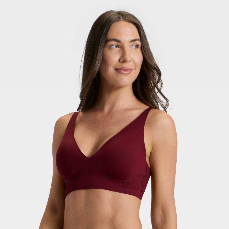 slide 1 of 6, Women's Luxury Collection Removeable Pad Longline Plunge Bralette - Auden™ Berry Red XS, 1 ct