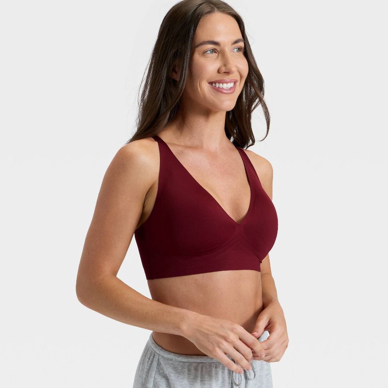 slide 3 of 6, Women's Luxury Collection Removeable Pad Longline Plunge Bralette - Auden™ Berry Red L, 1 ct