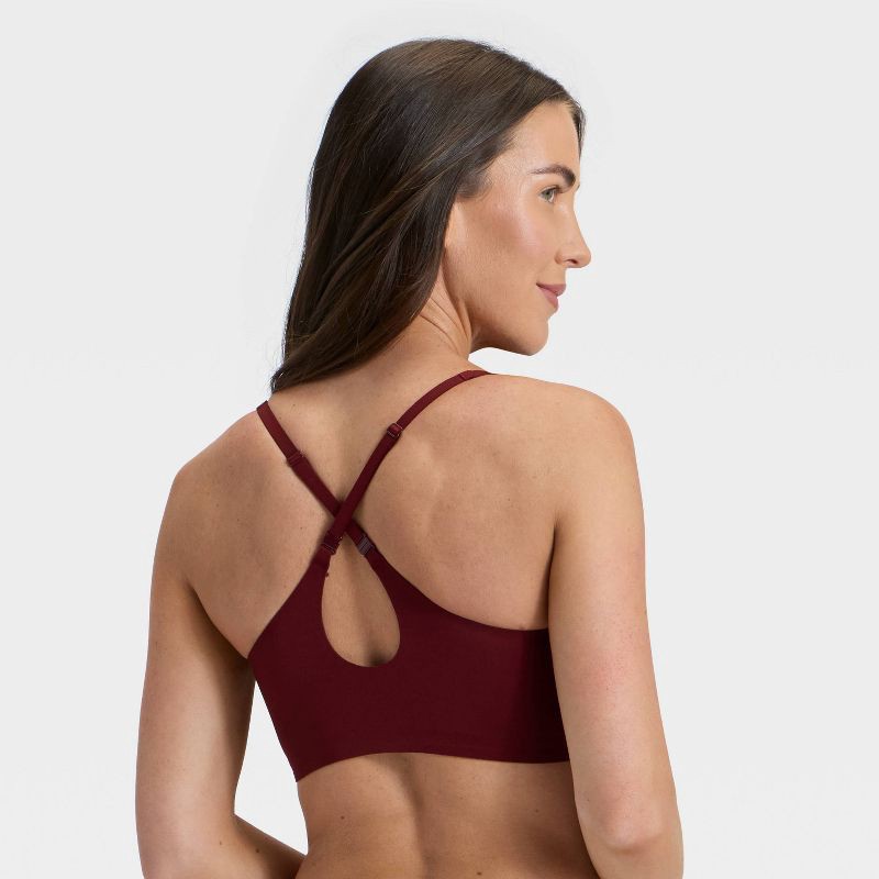 slide 4 of 6, Women's Luxury Collection Removeable Pad Longline Plunge Bralette - Auden™ Berry Red XL, 1 ct