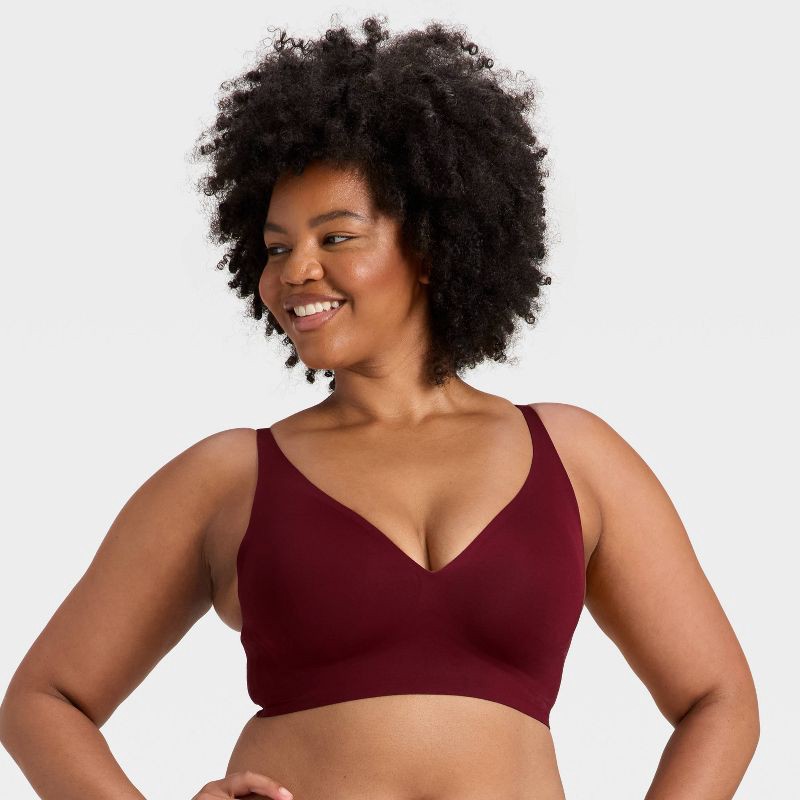 slide 5 of 6, Women's Luxury Collection Removeable Pad Longline Plunge Bralette - Auden™ Berry Red XL, 1 ct