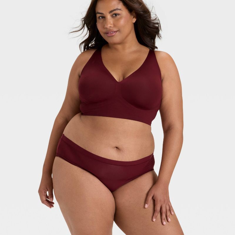 slide 3 of 4, Women's Luxury Collection Removeable Pad Longline Plunge Bralette - Auden™ Berry Red XXL, 1 ct