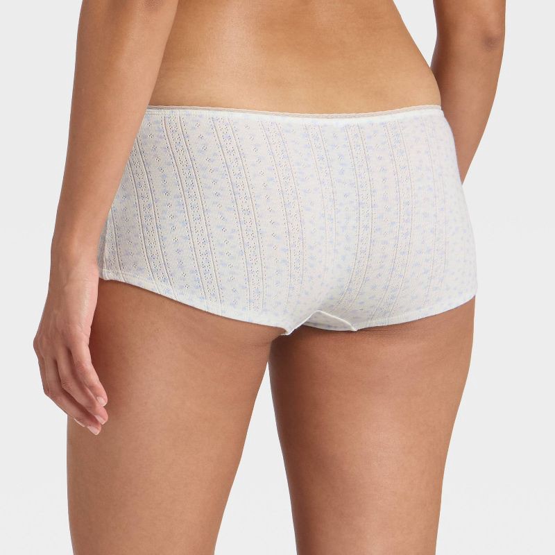slide 2 of 5, Women's Pointelle Ruched Front Boy Shorts - Wild Fable™ Off-White S, 1 ct