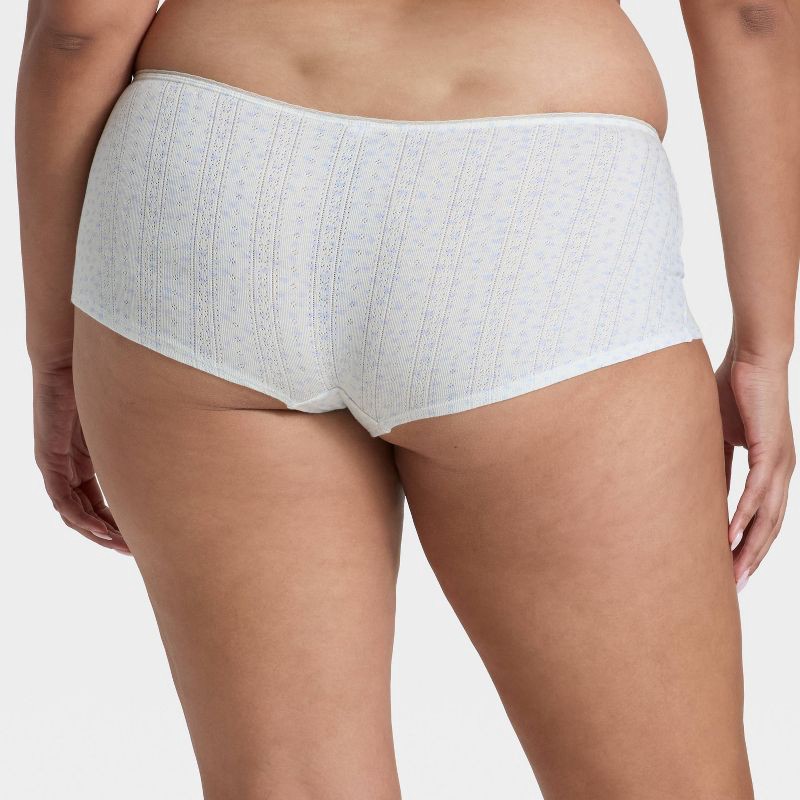 slide 5 of 5, Women's Pointelle Ruched Front Boy Shorts - Wild Fable™ Off-White S, 1 ct