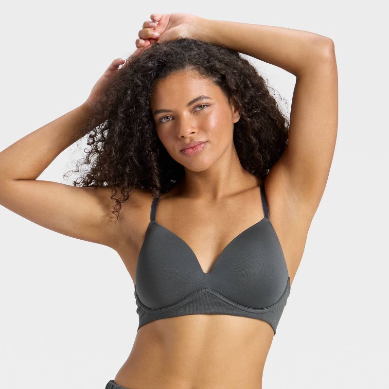 slide 1 of 5, Women's Seamless Wirefree Push Up Bra - Wild Fable™ Steel Gray XXS, 1 ct