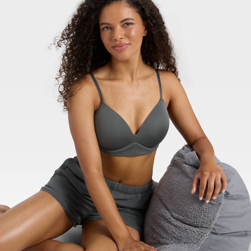 slide 3 of 5, Women's Seamless Wirefree Push Up Bra - Wild Fable™ Steel Gray M, 1 ct