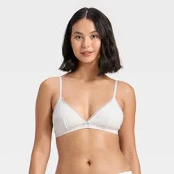 Women's Pointelle Triangle Bralette - Wild Fable™ White M