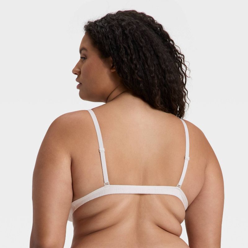 slide 5 of 5, Women's Pointelle Triangle Bralette - Wild Fable™ White L, 1 ct