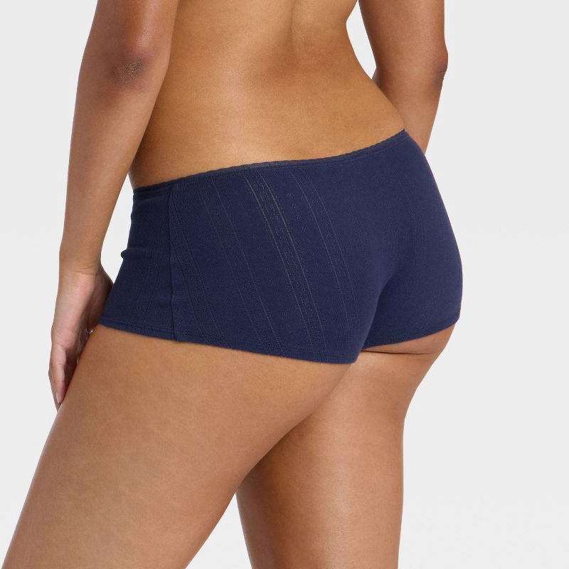 slide 2 of 5, Women's Pointelle Ruched Front Boy Shorts - Wild Fable™ Blue XXS, 1 ct