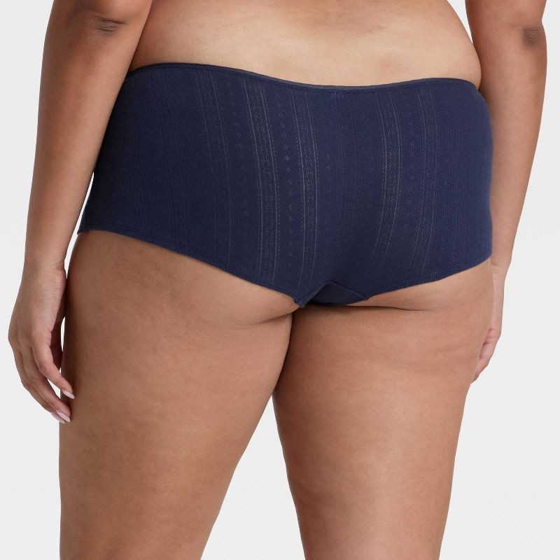 slide 5 of 5, Women's Pointelle Ruched Front Boy Shorts - Wild Fable™ Blue S, 1 ct