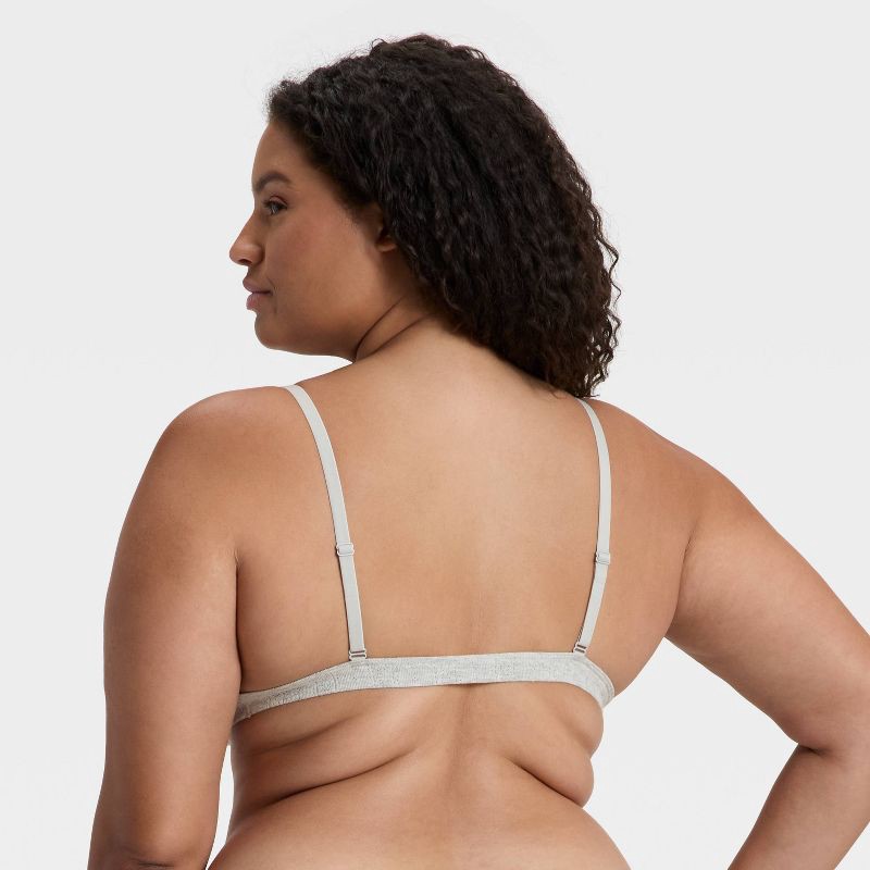 slide 5 of 5, Women's Pointelle Triangle Bralette - Wild Fable™ Heathered Gray L, 1 ct