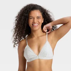 Women's Pointelle Triangle Bralette - Wild Fable™ Heathered Gray L