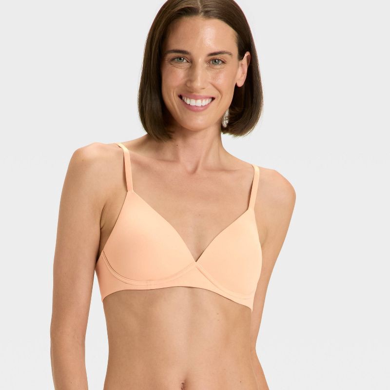 slide 1 of 6, Women's Luxe Stretch Wirefree Plunge Bra - Auden™ Pearl Tan 34A, 1 ct