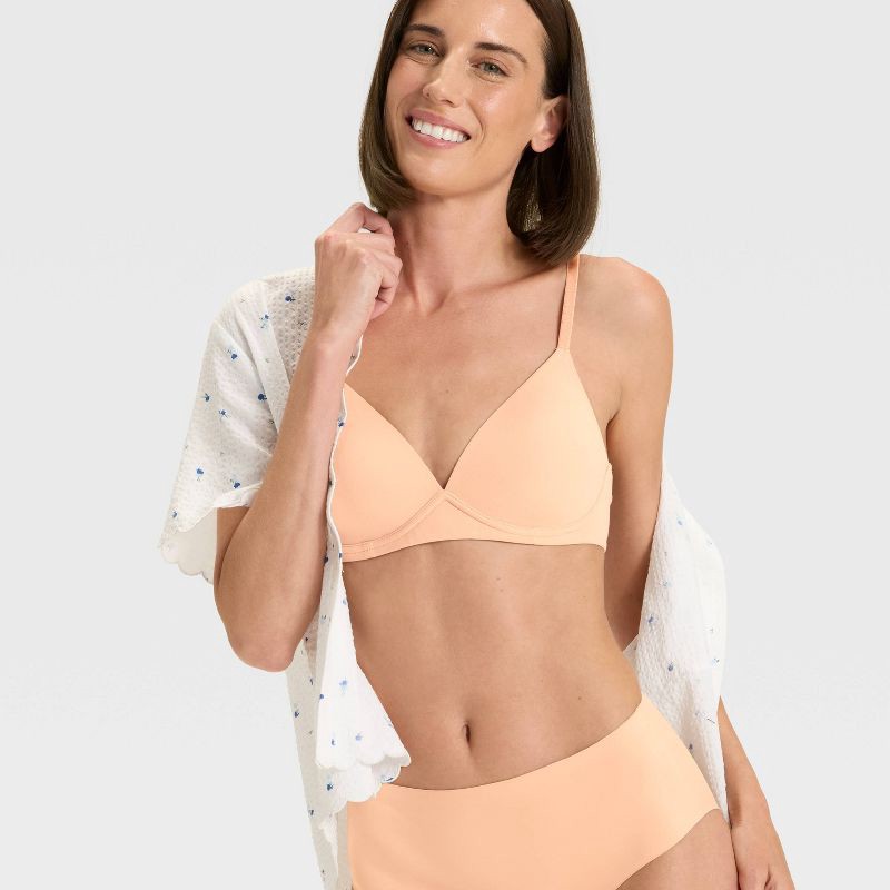 slide 3 of 6, Women's Luxe Stretch Wirefree Plunge Bra - Auden™ Pearl Tan 32B, 1 ct