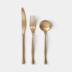 3pc Organic Tumbled Flatware Set Gold - Threshold™