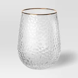 15.88oz Stemless Wine with Hammered and Gold Rim - Threshold™