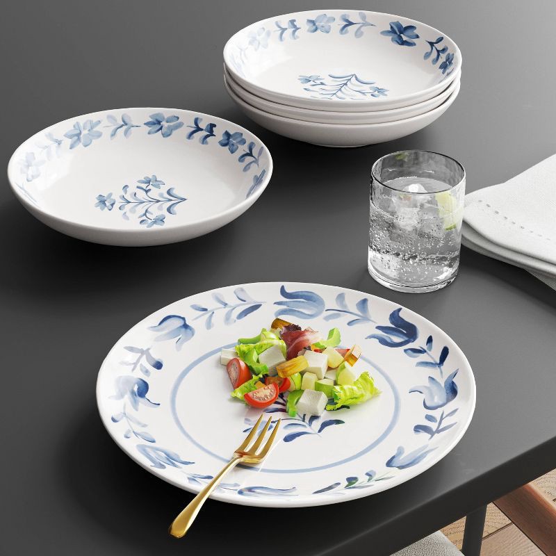 slide 2 of 3, 36 fl oz Stoneware Dinner Bowl Blue Floral - Threshold™, 36 fl oz