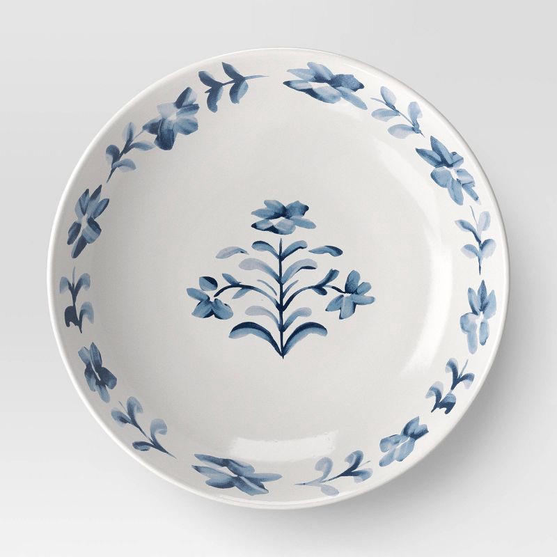 slide 3 of 3, 36 fl oz Stoneware Dinner Bowl Blue Floral - Threshold™, 36 fl oz