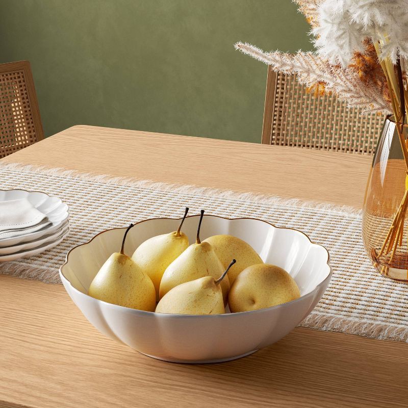 slide 2 of 3, Serve Bowl Scalloped Gold Rim - Threshold™, 1 ct