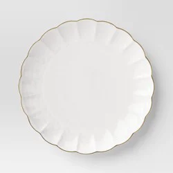 10.5" Stoneware Scalloped Dinner Plate Gold Rim - Threshold™