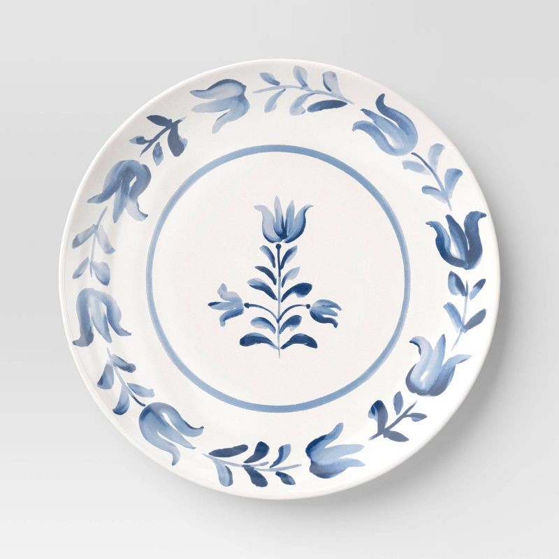 slide 3 of 3, 10.5" Stoneware Dinner Plate Blue Floral - Threshold™, 1 ct