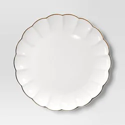 8.125" Stoneware Scalloped Salad Plate Gold Rim - Threshold™