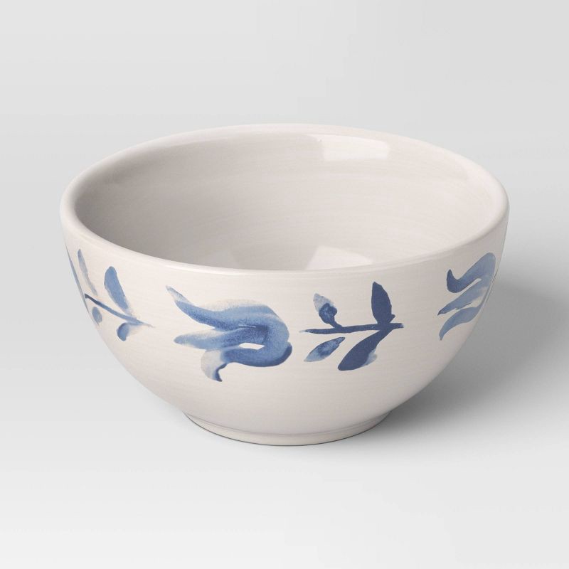 slide 1 of 3, 8 fl oz Stoneware Mini Bowl Blue Floral - Threshold™, 8 fl oz