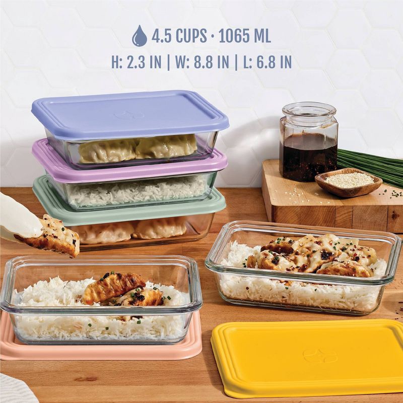 slide 4 of 6, Ello Everyday Glass 4.5c 10pc Meal Prep Food Storage Container Set, 10 ct