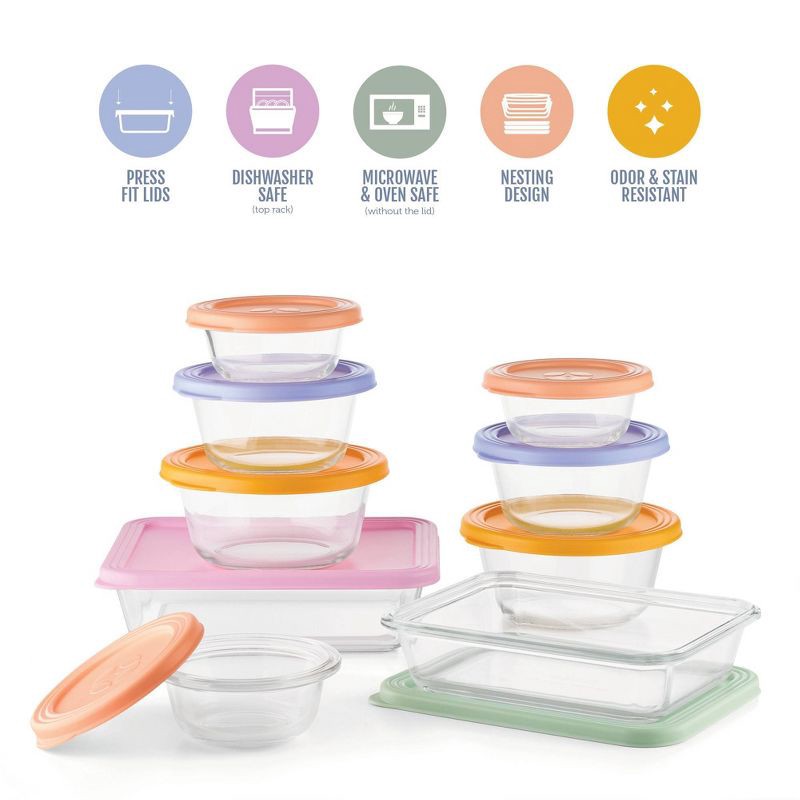 slide 3 of 5, Ello Everyday 18pc Glass Mixed Food Storage Container Set, 18 ct