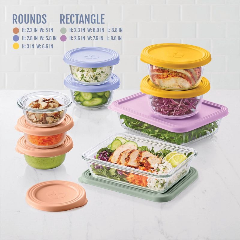 slide 4 of 5, Ello Everyday 18pc Glass Mixed Food Storage Container Set, 18 ct