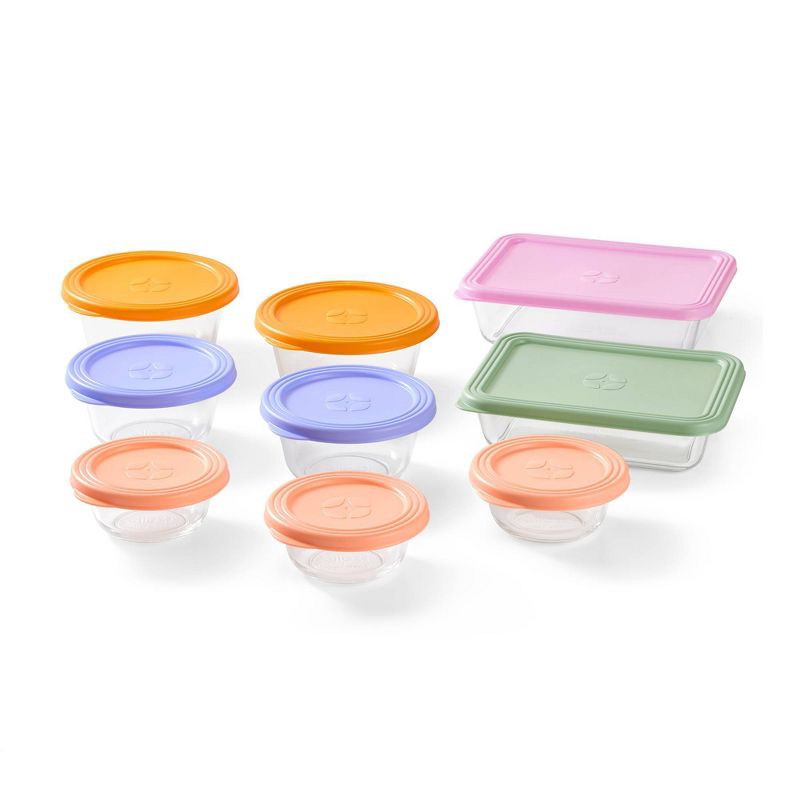 slide 5 of 5, Ello Everyday 18pc Glass Mixed Food Storage Container Set, 18 ct