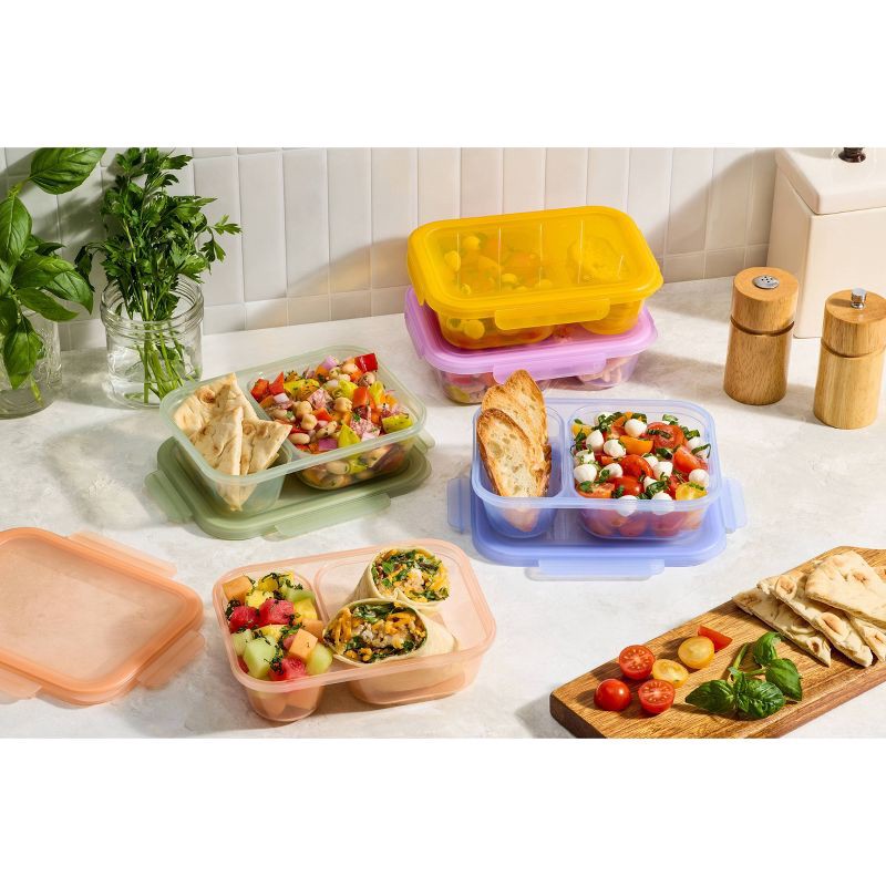 slide 2 of 4, Ello Snap and Nest 3c 10pc Plastic Divided Meal Prep Food Storage Container Set, 10 ct