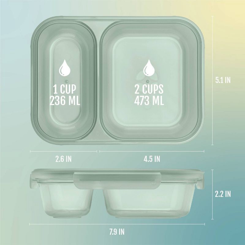 slide 4 of 4, Ello Snap and Nest 3c 10pc Plastic Divided Meal Prep Food Storage Container Set, 10 ct
