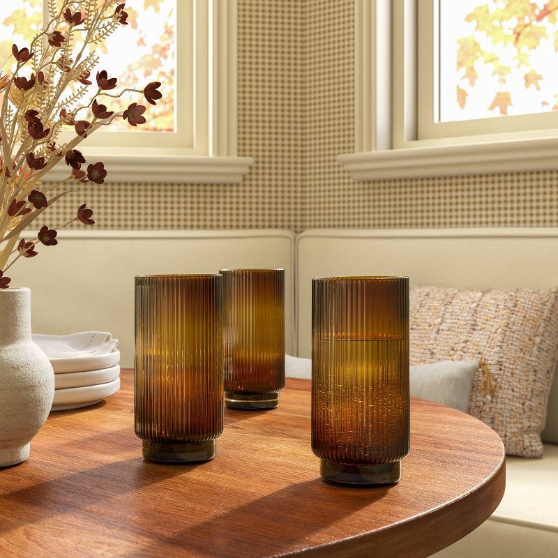 slide 2 of 3, 20.2oz Cassin Ribbed Tall Tumbler Amber - Threshold™, 20.2 oz