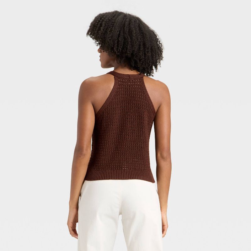 slide 3 of 3, Women's Crochet Vest - A New Day™ Brown XS, 1 ct