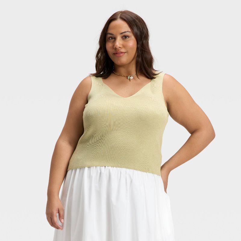 slide 1 of 3, Women's V-Neck Sweater Tank - A New Day™ Light Green XXL, 1 ct