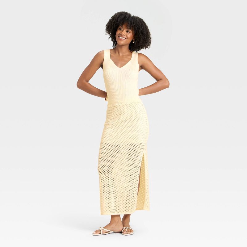 slide 3 of 3, Women's V-Neck Sweater Tank - A New Day™ Cream S, 1 ct