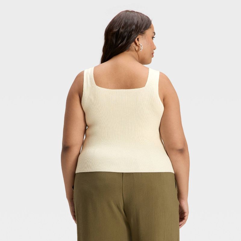 slide 2 of 3, Women's V-Neck Sweater Tank - A New Day™ Cream XXL, 1 ct