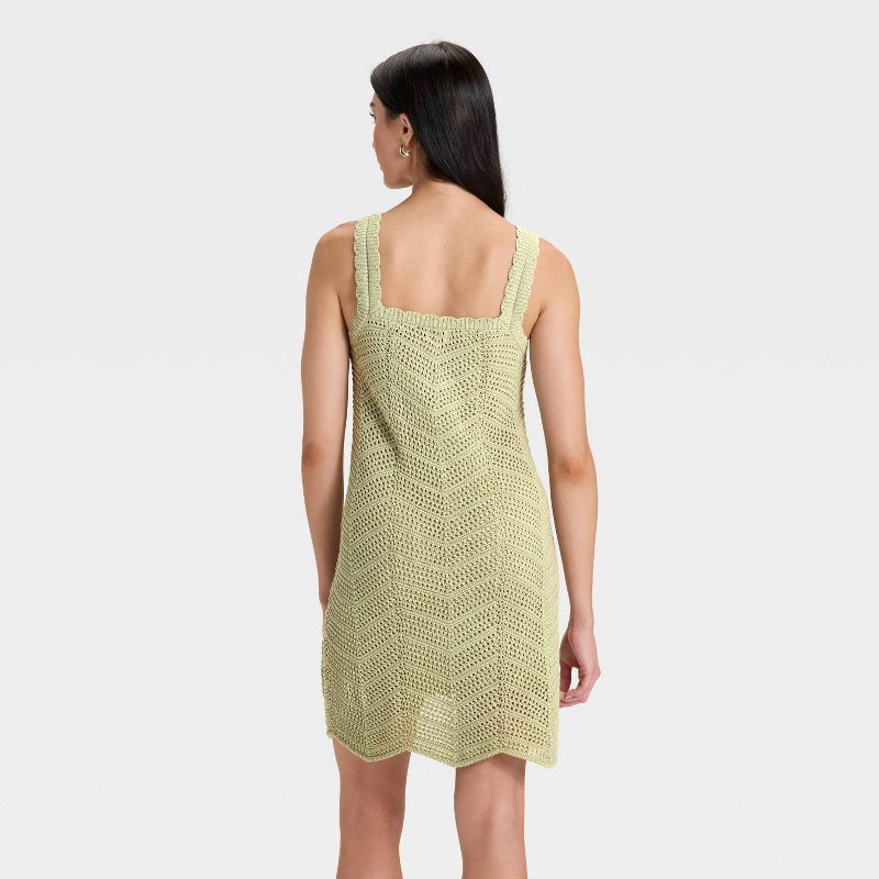 slide 2 of 3, Women's Crochet Mini Shift Dress - A New Day™ Light Green S, 1 ct