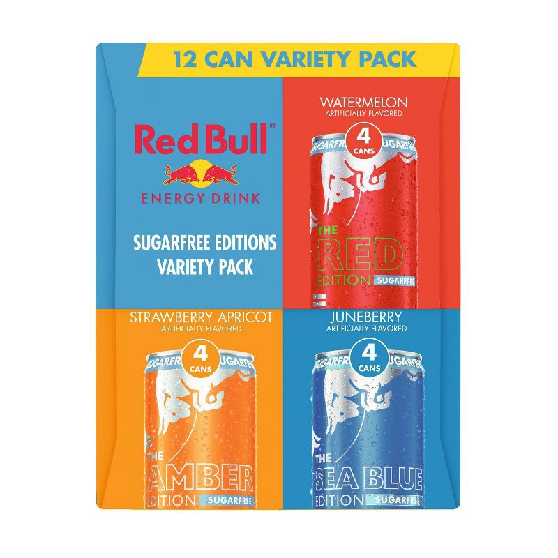 slide 3 of 8, Red Bull Variety Pack Sugar Free Energy Drink - 12pk/8.4 fl oz Cans, 12 ct; 8.4 fl oz