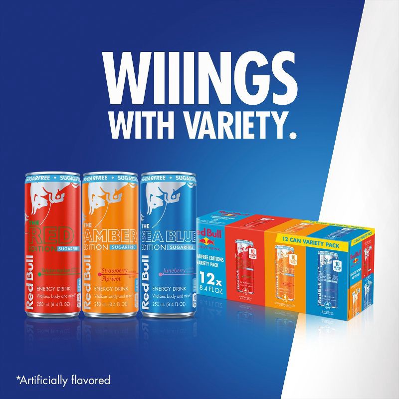 slide 7 of 8, Red Bull Variety Pack Sugar Free Energy Drink - 12pk/8.4 fl oz Cans, 12 ct; 8.4 fl oz
