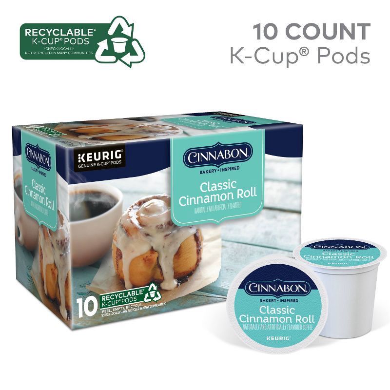 slide 2 of 14, Cinnabon Classic Cinnamon Roll Flavored Keurig K-Cup Medium Roast Coffee Pods -10ct, 10 ct