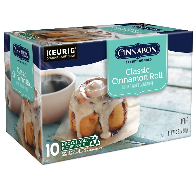 slide 12 of 14, Cinnabon Classic Cinnamon Roll Flavored Keurig K-Cup Medium Roast Coffee Pods -10ct, 10 ct