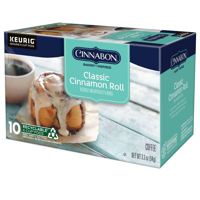 slide 13 of 14, Cinnabon Classic Cinnamon Roll Flavored Keurig K-Cup Medium Roast Coffee Pods -10ct, 10 ct